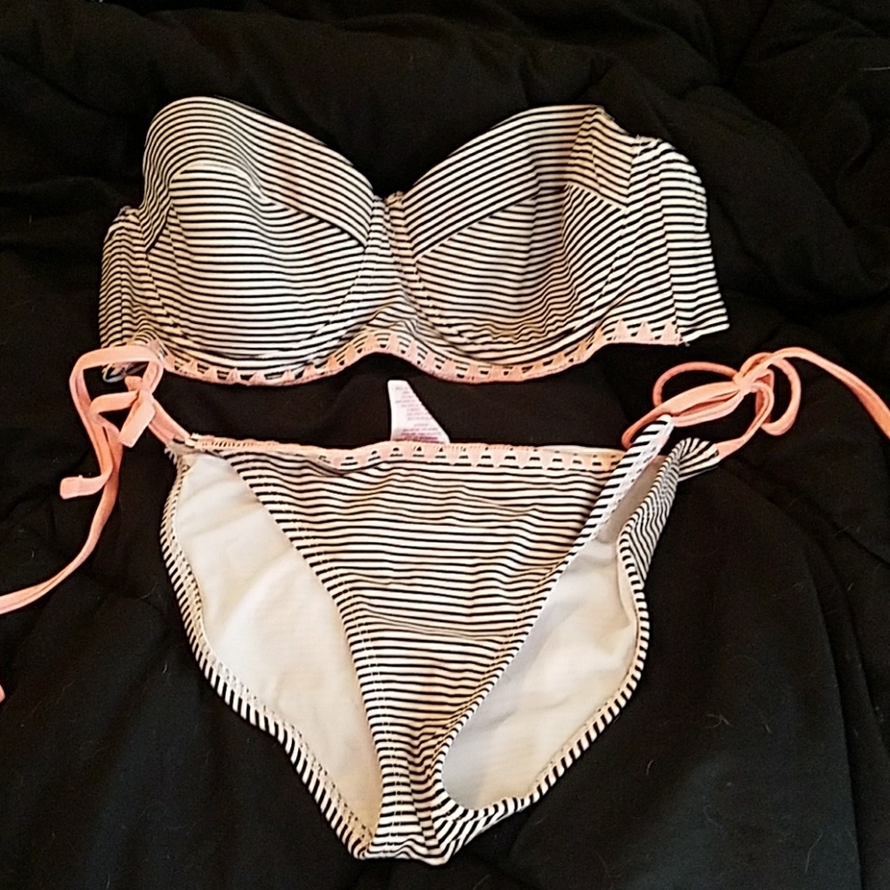 Black and white striped bikini
